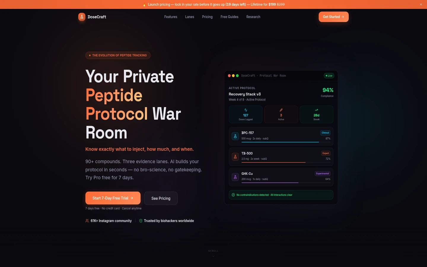 DoseCraft — Peptide Protocol Platform