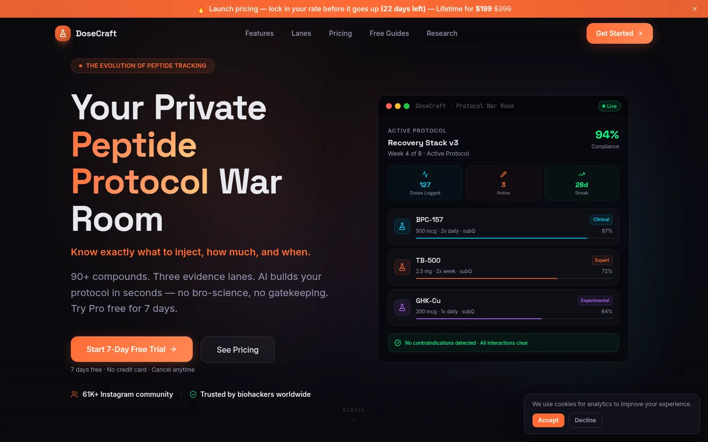 DoseCraft — live screenshot